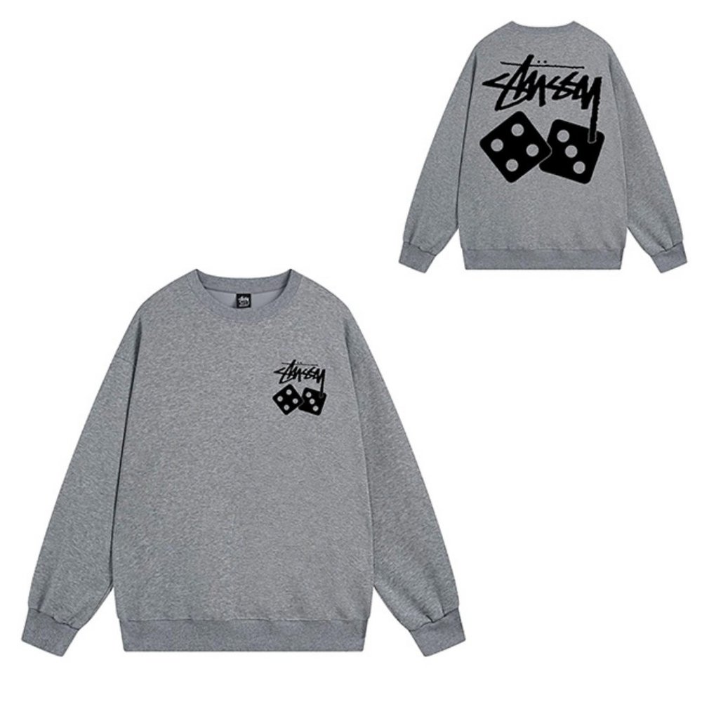 Stussy Dice Logo Sweatshirt Crew Sweat Dark Gray
